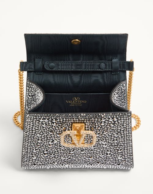 Valentino Garavani - Valentino Garavani Mini Vsling Handbag With Rhinestones And Jewel Logo - Crystal - Woman - Top Handle Bags