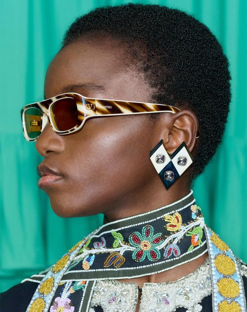 Valentino Garavani - Losangettes Metal, Enamel And Crystal Earrings - Gold/black/crystal - Woman - Jewelry