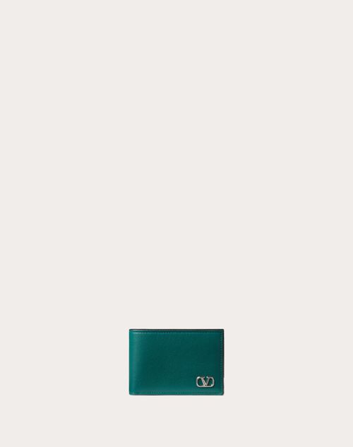Valentino Garavani - Vlogo Signature Us Dollar Wallet - College Green - Man - Wallets And Small Leather Goods