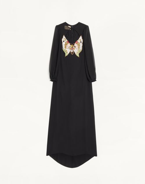 Valentino - Embroidered Georgette Long Dress - Black/multicolour - Woman - Gowns