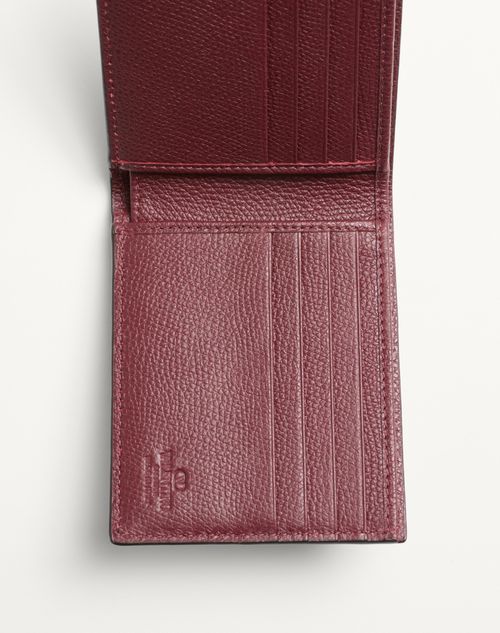 Valentino Garavani - Valentino Garavani Vlogo Signature Grainy Calfskin Wallet - Rosewood - Man - Wallets And Small Leather Goods
