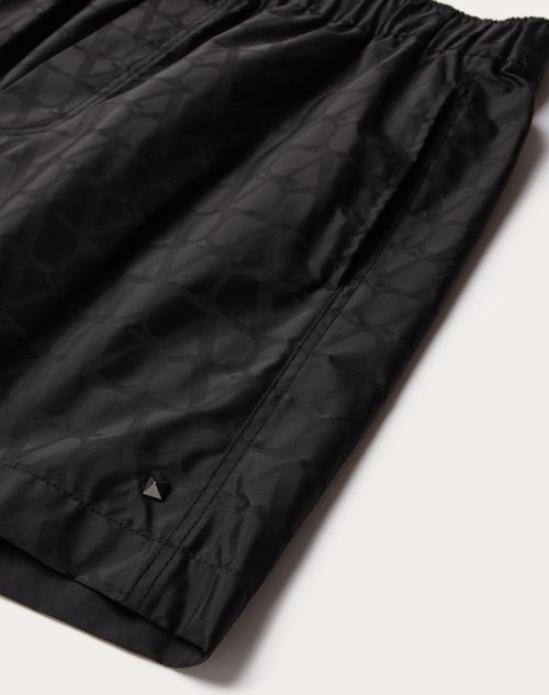 Valentino - Traje De Baño De Nailon Con Diseño Toile Iconographe - Negro - Hombre - Moda Baño