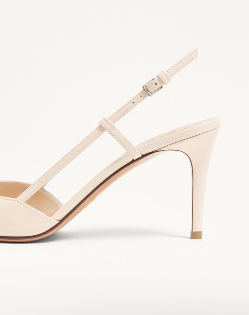 Valentino Garavani - Vlogo Signature Patent Leather Slingback Pump 80mm - Light Ivory - Woman - Pumps And Slingbacks