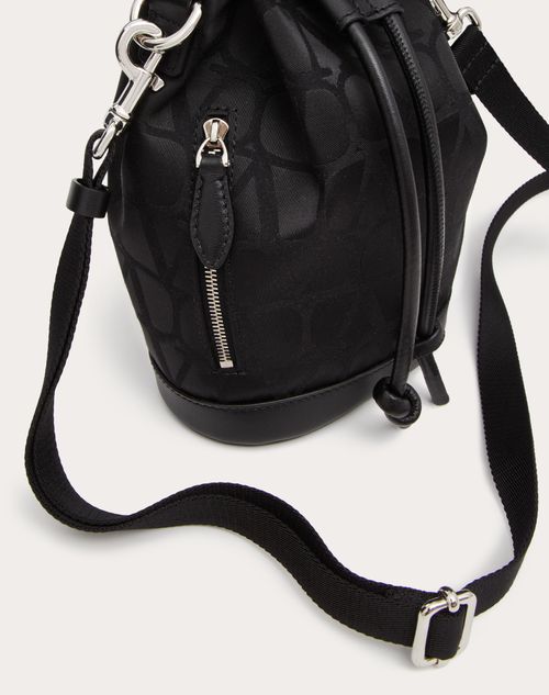 Valentino Garavani - Mini Black Iconographe Nylon Bucket Bag - Black - Man - Shoulder Bags