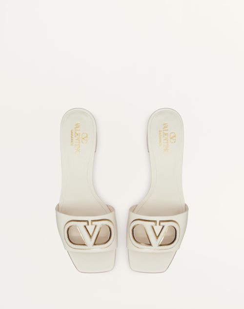 Valentino Garavani - Vlogo Cut-out Slide Sandal In Calfskin 60mm - Ivory - Woman - Sandals