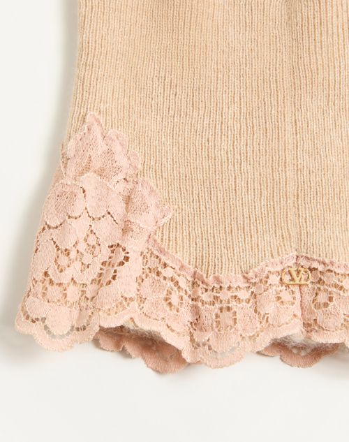 Valentino Garavani - Vlogo Signature Cashmere And Lace Headband - Alabaster - Woman - Hats And Gloves