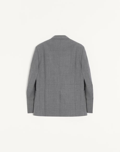 Valentino - Valentino Double-breasted Jacket In Mouliné Wool With Pressed Crease - Black/grey - Man - Coats And Blazers