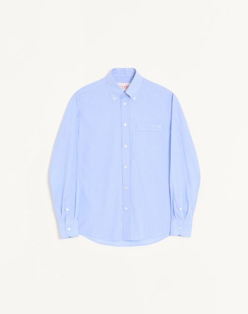 Valentino Garavani Cotton Oxford Shirt With Vlogo Embroidery In Multi