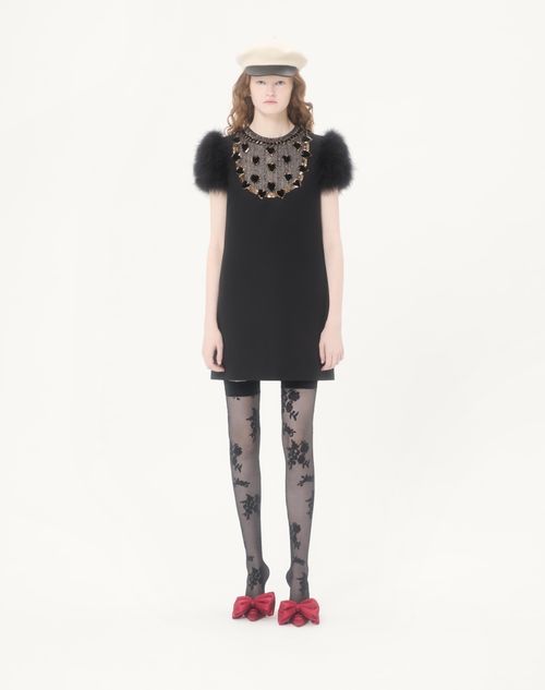 Valentino - Embroidered Crepe Couture Short Dress - Black/gold/silver - Woman - Dresses