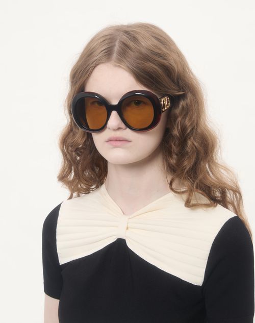 Valentino - Dramatic Round 1960s Acetate Glasses - Havana Beige - Woman - Eyewear