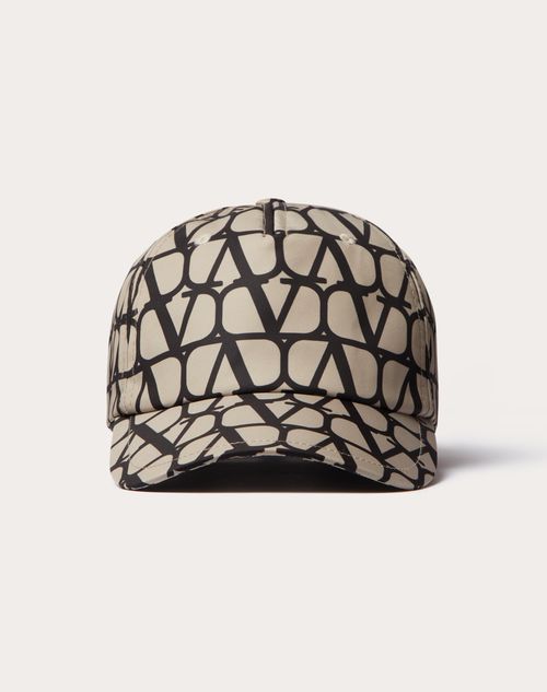 Shop Valentino Garavani Toile Iconographe Baseball Cap In Nylon In Beige/black