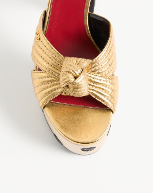 Valentino Garavani - Crasher Platform Sandal With Plus De Pois Embroidery 125mm - Gold/black - Woman - Sandals