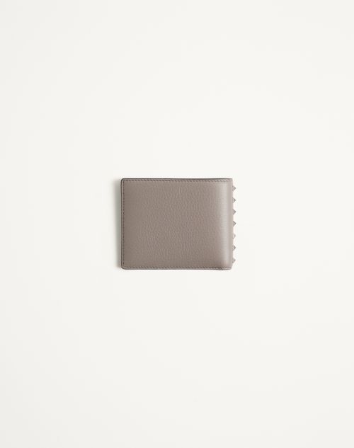 Valentino Garavani - Valentino Garavani Rockstud Wallet In Grainy Calfskin - Blue - Man - Wallets And Small Leather Goods