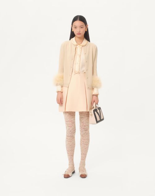 Valentino - Cardigan With Feathers - Birch - Woman - Knitwear
