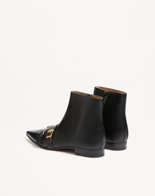 Valentino Garavani - Mockers Calfskin Ankle Boot - Black - Man - Boots