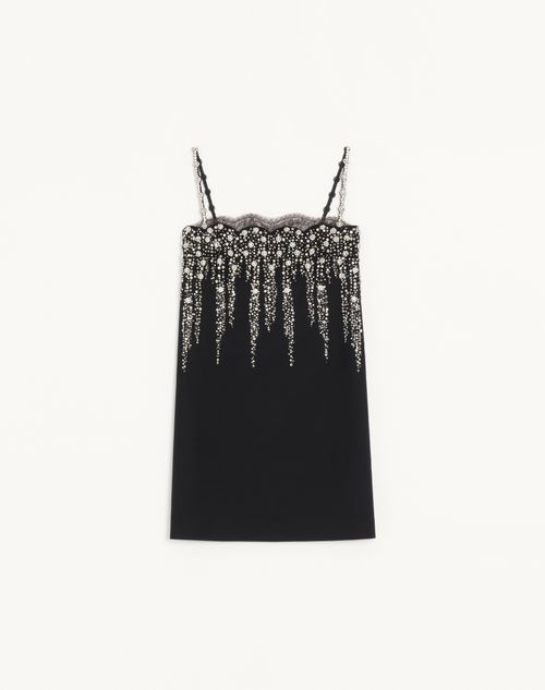 Valentino - Embroidered Crepe Couture Short Dress - Black - Woman - Dresses