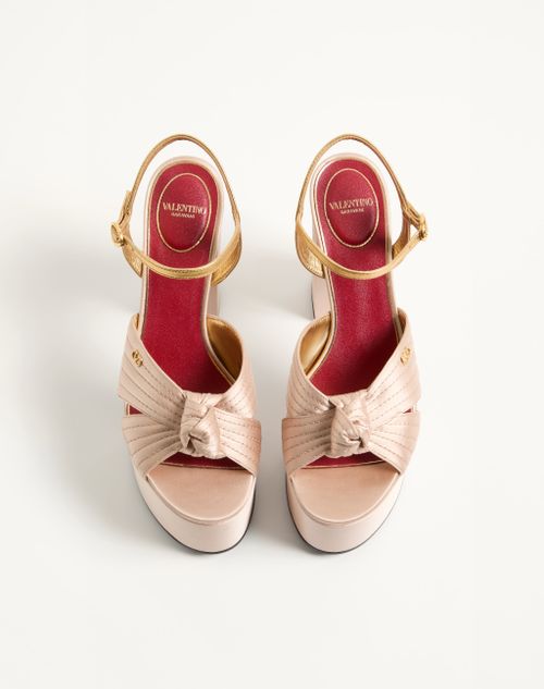 Valentino Garavani - Sandal With Crasher Platform In Satin 125mm - Skin/crystal - Woman - Sandals