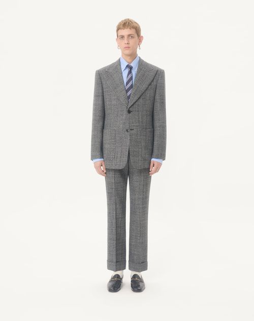 Valentino - Valentino Single-breasted Mouliné Wool Jacket - White/ Black - Man - Coats And Blazers