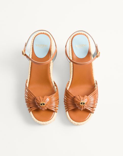 Valentino Garavani - Royal Wedge Kidskin Sandal 100mm - Roasted Pecan - Woman - Espadrilles And Wedges