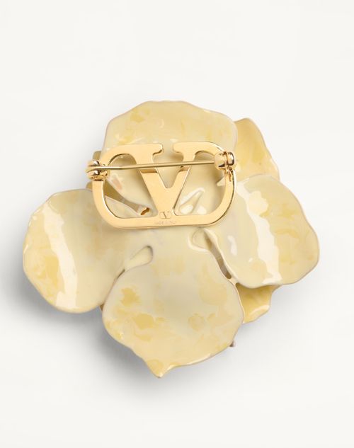 Valentino Garavani - Broche Valentino Garavani Fleur Lumineuse En Métal, Ornée D'émail Et De Tissu - Or/ivoire/multicolor - Homme - Bijoux Et Montres