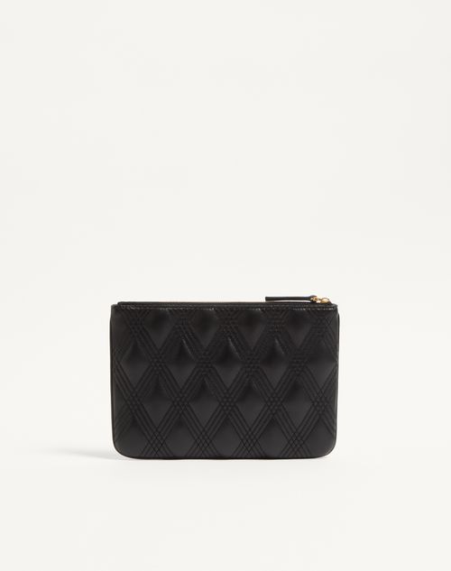 Valentino Garavani - Valentino Garavani Quiltie 67 Pouch In Quilted Nappa Leather - Black - Woman - Clutches