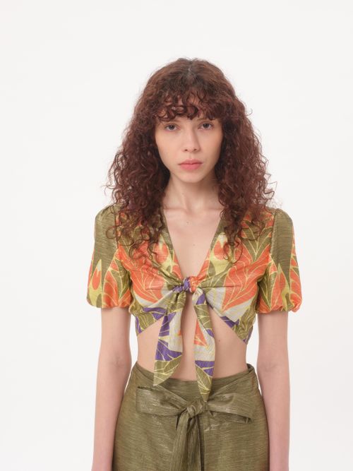 Valentino - Lurex Top With Voyage Imaginaire Print - Multicolor - Woman - Shirts And Tops