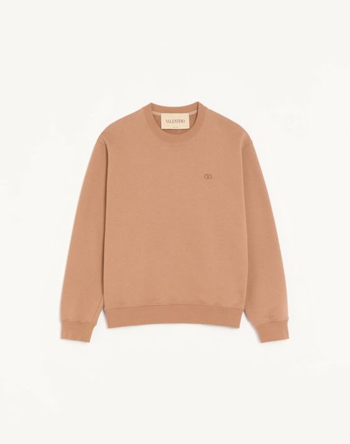 Valentino - Valentino Cotton Sweatshirt With Vlogo Embroidery - Beige - Man - T-shirts And Sweatshirts