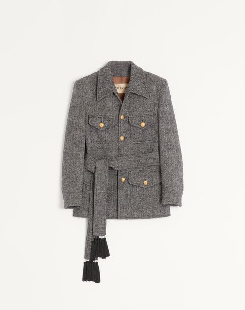 Valentino - Valentino Boutonné Wool Safari Jacket With Belt - Grey - Man - Coats And Blazers