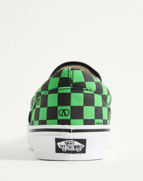 Valentino Garavani - ヴァレンティノ ガラヴァーニ X Vans Vロゴ チェッカーボード プリント＆トロピカル リーヴス プリント ファブリック スリッポン スニーカー - ブラック/レッド/グリーン - メンズ - スニーカー