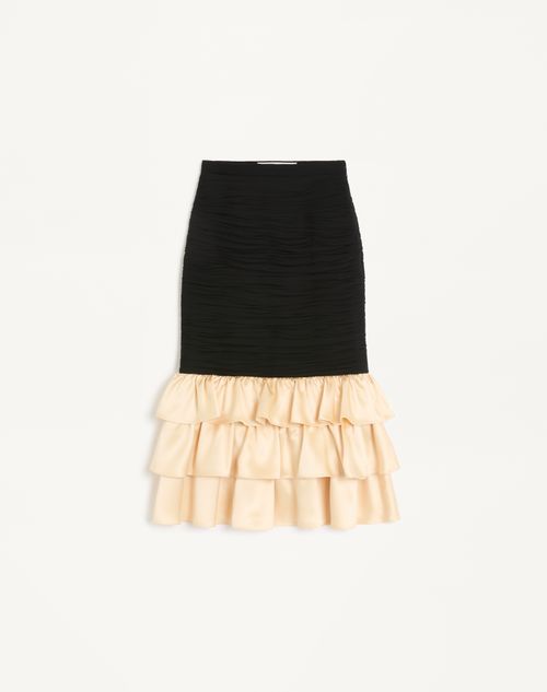 Valentino - Midi Skirt In Light Georgette - Black/birch - Woman - Skirts