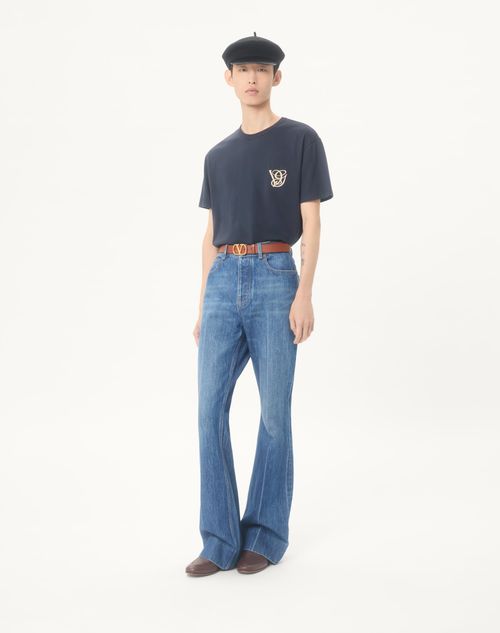 Valentino - Cotton T-shirt With Vg Patch - Navy - Man - Tshirts And Sweatshirts