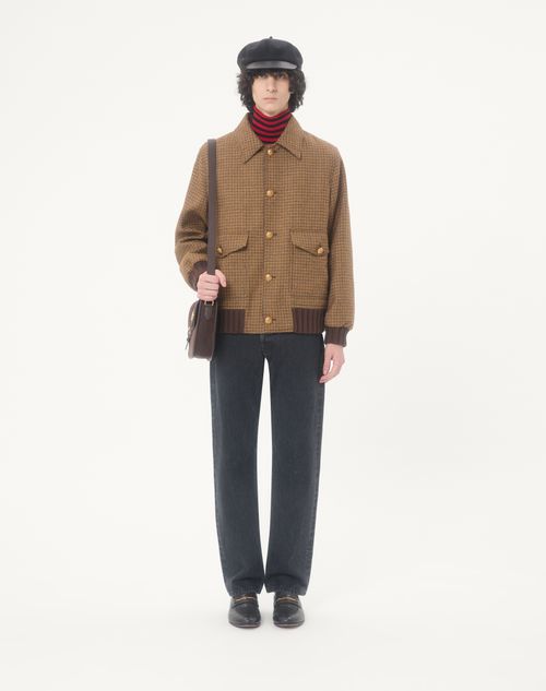 Valentino - Valentino High-neck Wool Sweater With Vlogo Patch - Red/black - Man - Knitwear