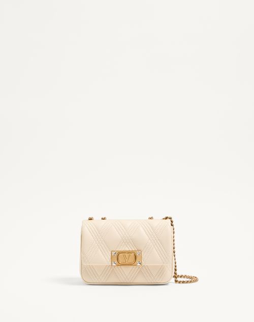 Valentino Garavani Garavani Quiltie 67 Small Shoulder Bag In Quilted Nappa Leather Woman Ivory Uni In Ivory