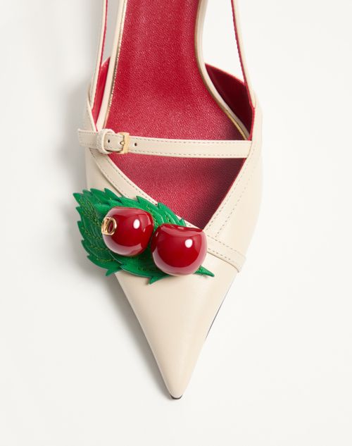 Valentino Garavani - Cherryfic Slingback Pumps In Kid 45mm - Butter/multicolor - Woman - Pumps And Slingbacks