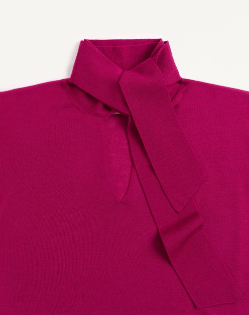 Valentino - Wool Sweater With Scarf - Raspberry - Woman - Knitwear