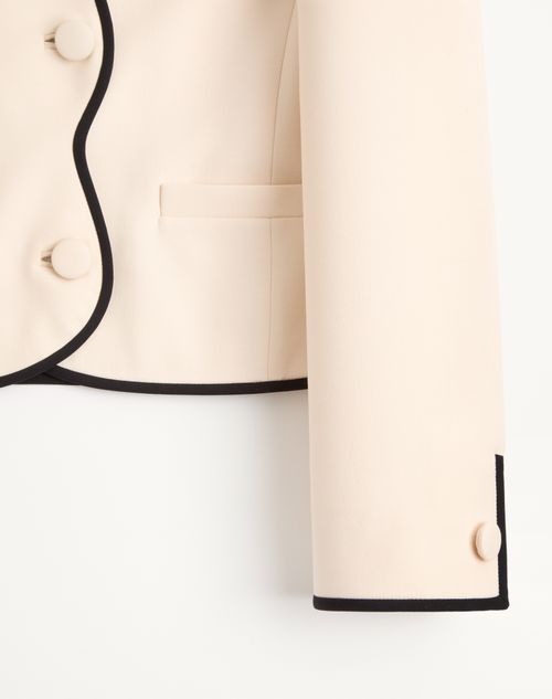 Valentino - Crepe Couture Jacket - Vanilla/black - Woman - Jackets And Blazers