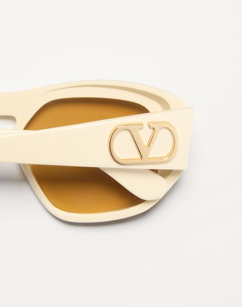 Valentino - Rectangular Acetate Frame - Ivory/amber - Unisex - Eyewear
