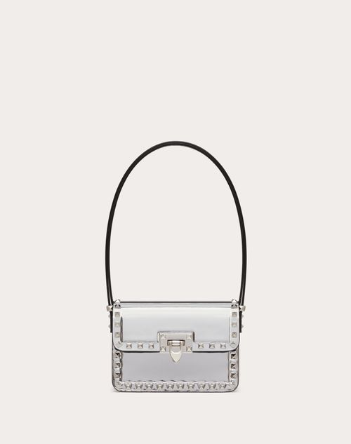 Valentino Garavani Small Rockstud23 Mirror-effect Calfskin Shoulder Bag Woman Silver Uni In Silver