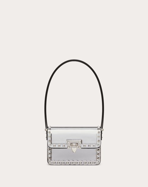 Shop Valentino Garavani Small Rockstud23 Mirror-effect Calfskin Shoulder Bag Woman Silver Uni