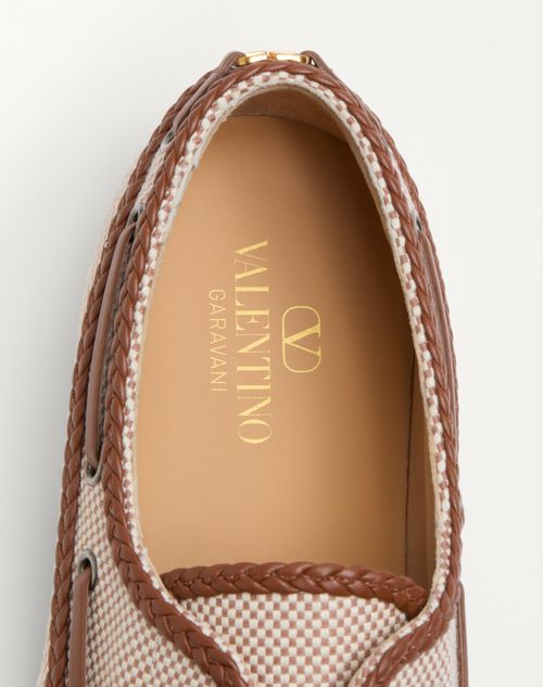 Valentino Garavani - Palm Avenue Canvas And Nappa Boat Shoe - Multicolour/tobacco - Man - Loafers And Driver