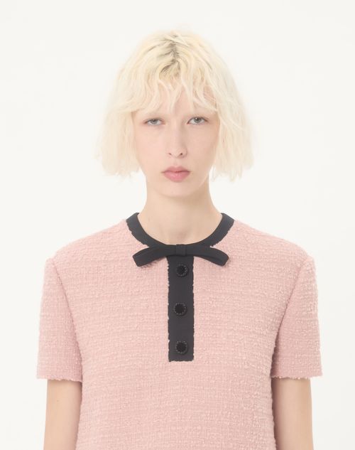 Valentino - Short Dress In Curly Wool - Pink - Woman - Dresses