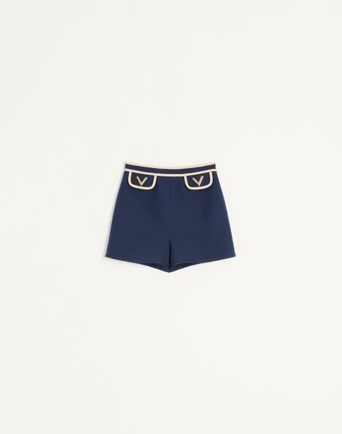 Valentino - Crepe Couture Shorts - Indigo/birch - Woman - Pants And Shorts