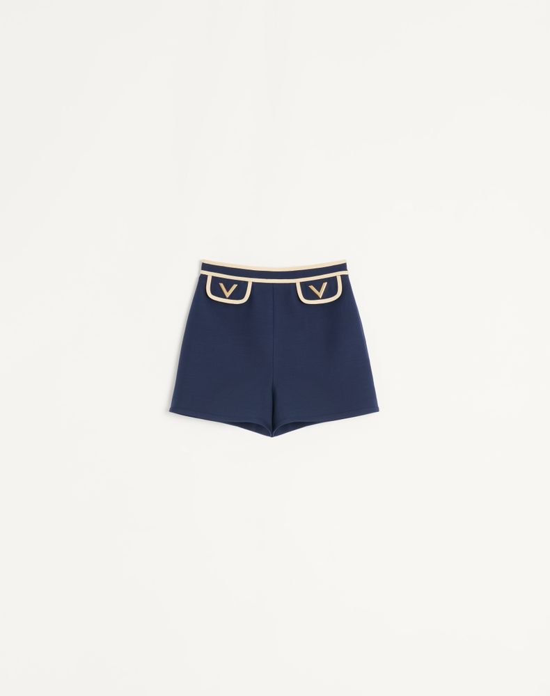 Valentino Women's Indigo/Birch Crepe Couture Shorts Woman 42