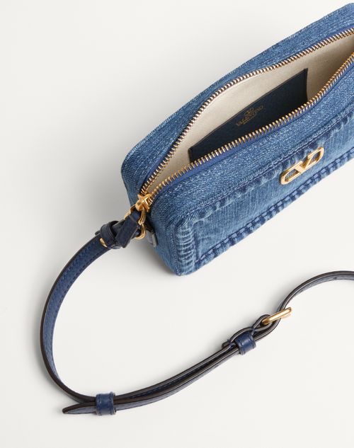 Valentino Garavani - Valentino Garavani Alltime Mini Denim Shoulder Bag - Denim/worker - Woman - Shoulder Bags