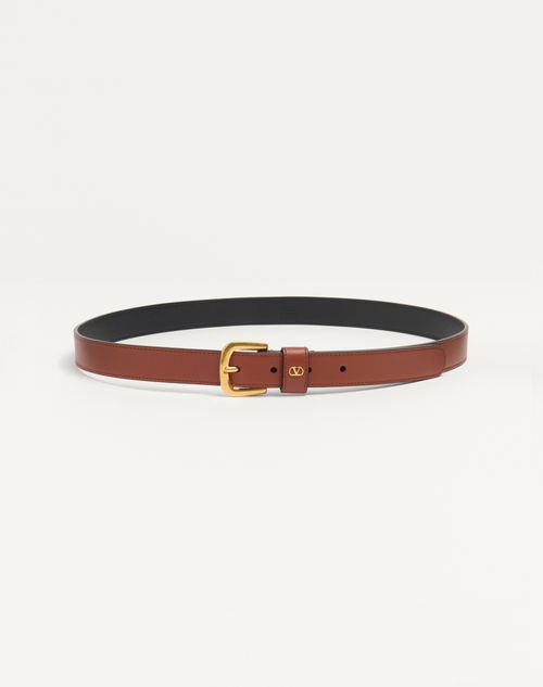 Valentino Garavani - Vlogo Signature Belt In Shiny Calfskin 25 Mm - Deep Caramel - Man - Belts