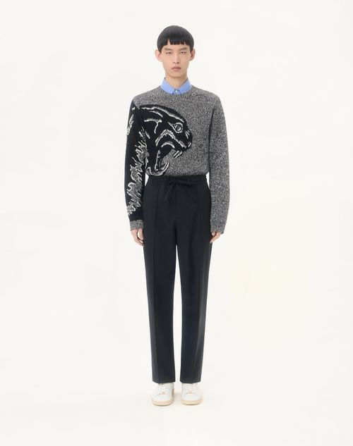 Valentino - Valentino Wool Trousers With Vlogo Embroidery - Black - Man - Trousers And Shorts