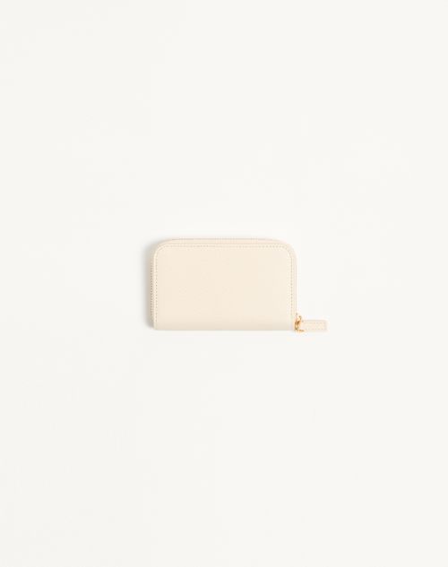 Valentino Garavani - Vロゴ シグネチャー グレインカーフスキン ミニ ジップウォレット - ライトアイボリー - ウィメンズ - 