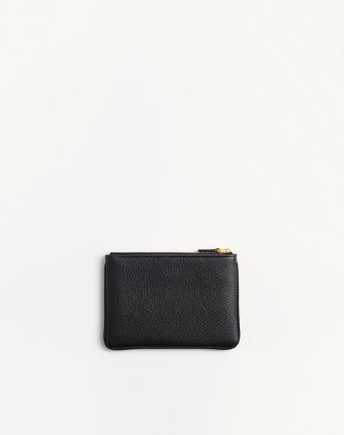 Valentino Garavani - Vlogo Signature Grainy Calfskin Clutch Bag - Black - Woman - Clutches