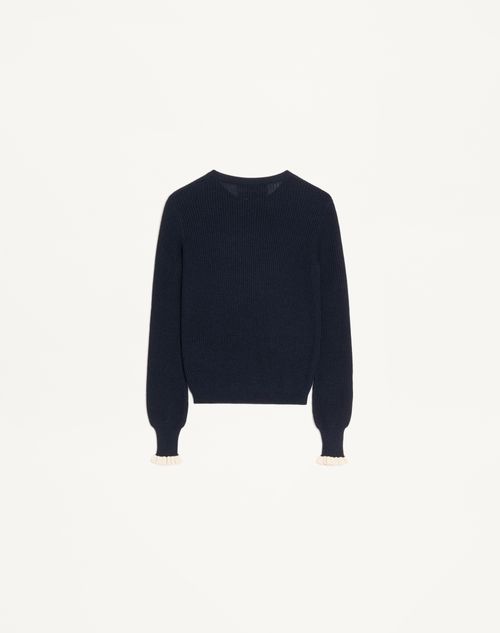 Valentino - Cotton Sweater - Navy/birch - Woman - Knitwear