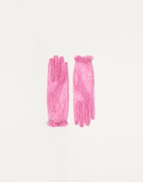 Valentino Garavani Vlogo Signature Lace Gloves Woman Pink 6